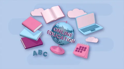 Online Education concept, loop animation 3D Stock Footage 202586183