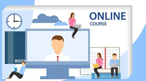 Online education concept with text place. Online training, workshops 스톡 일러스트