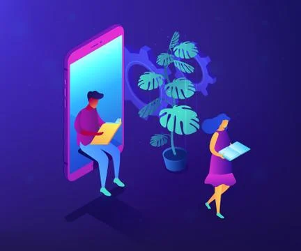 Online education concept vector isometric illustration. Stock Illustration