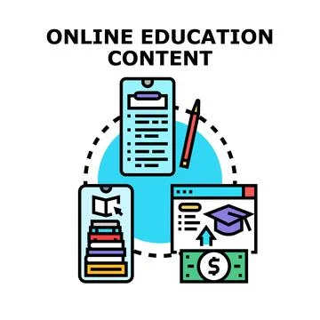 Online education content development and distance learning Stock Illustration