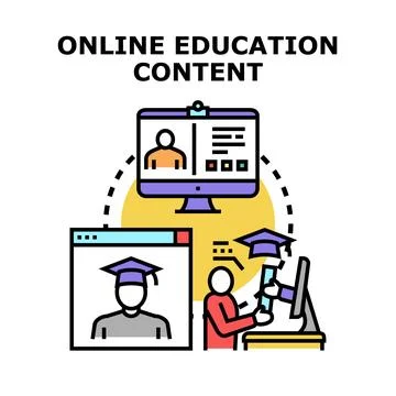 Online education content providing virtual learning experience Stock Illustration