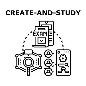 Online education creating knowledge studying for exam concept Stock Illustration