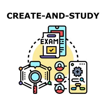 Online education creating knowledge studying for exam concept Stock Illustration