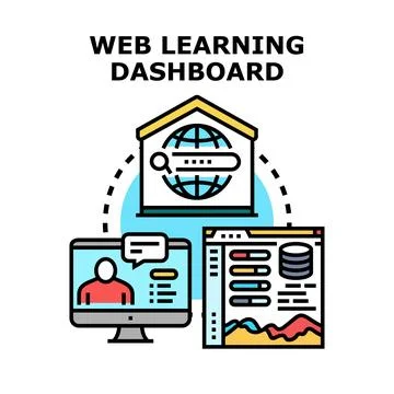 Online education dashboard displaying e learning progress data 库存插图
