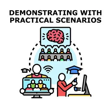Online education demonstrating practical learning scenarios Stock Illustration