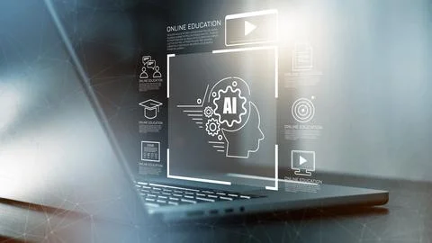 Online education with digital resources for e learning in a modern setting Stock Photos