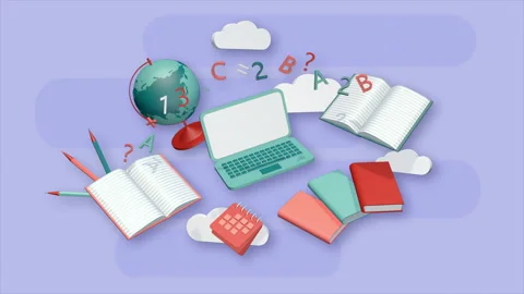 Online Education, distance learning, loop animation 3D Stock Footage 202623167