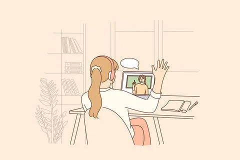 Online education, distant learning during pandemic concept Stockillustratie