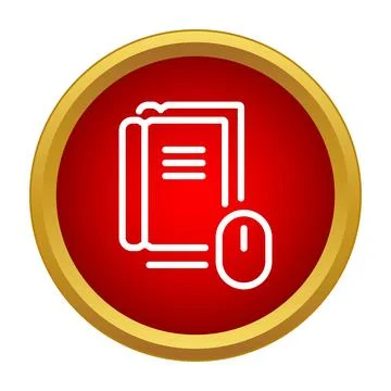 Online education e book document clicking button icon Stock Illustration