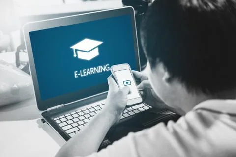 Online education, e-learning and e-book concept Stock Photos