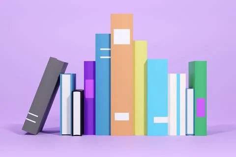 Online education, E-learning concept. stack of books, bookshelf. 3d render Stock Illustration