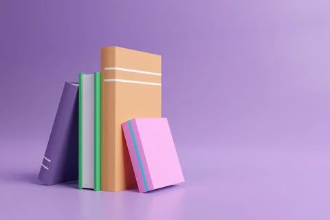 Online education, E-learning concept. stack of books, bookshelf. 3d render Stock Illustration