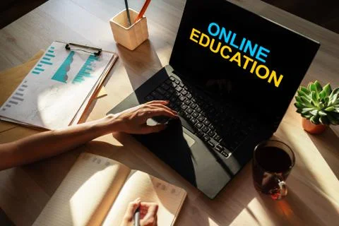 Online education, E-learning concept concept on device screen. Stock Photos