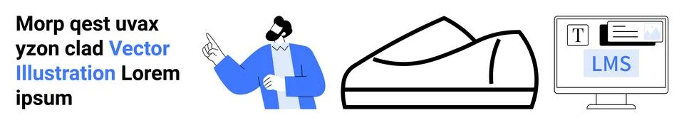 Online education, e-learning design, academic tools, LMS platforms, training, Stock Illustration