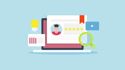 Online education, e-learning, digital certificate conceptual animation. Stock Footage 183740748
