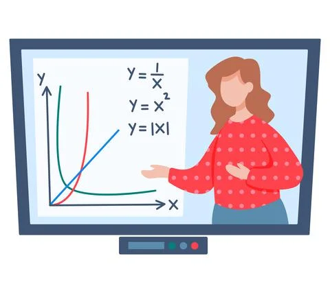 Online education. E-learning, home schooling. Students learn math with distance Stock Illustration