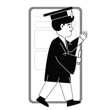 Online education e learning knowledge distance studying with application mobi Stock-Illustration