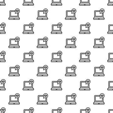 Online education e learning laptop graduation cap pattern Illustrazione stock