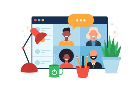 Online education, e-learning, online course concept, home school vector illus Stockillustratie