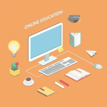 Online education e-learning science Isometric concept Stock Illustration