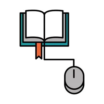 Online education, ebook mouse computer connection, website and mobile training Stock Illustration