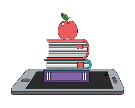 Online education elements cartoon Illustrazione stock