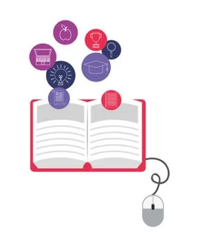 Online education elements cartoon Stock Illustration