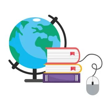 Online education elements cartoon Illustrazione stock