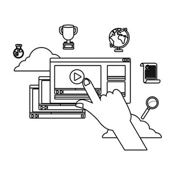 Online education elements cartoon 스톡 일러스트