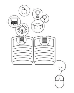 Online education elements cartoon Stock Illustration