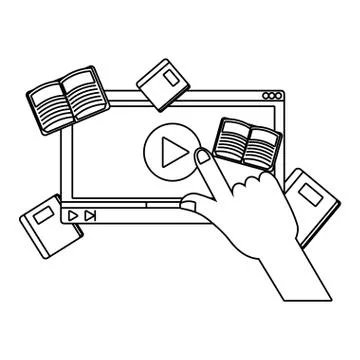 Online education elements cartoon Stock Illustration