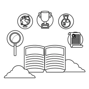 Online education elements cartoon Stock Illustration