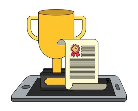 Online education elements cartoon Stock Illustration