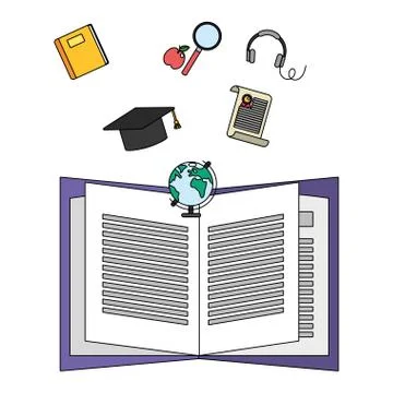 Online education elements cartoon Stock Illustration