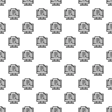 Online education exam document displaying on computer screen seamless pattern Stock Illustration
