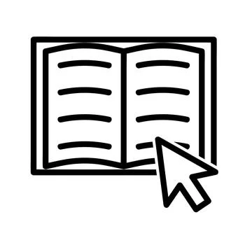 Online education flat icon with cursor. Pictogram for web. Line stroke. Isola Stock Illustration