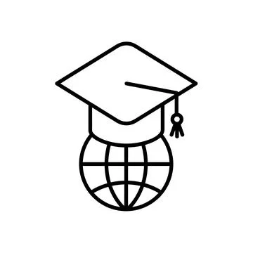 Online education flat icon. Learning pictogram for web. Line stroke. Isolated Stock Illustration
