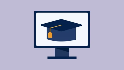 Online education flat icon style, business or finance 2d with alpha matte Video stock 335732786