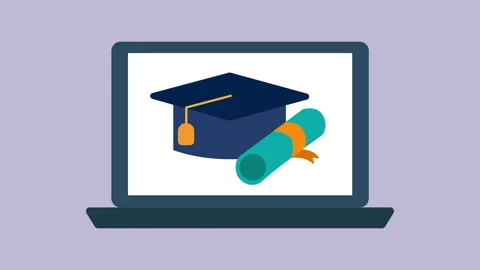Online education flat icon style, study or education 2d with alpha matte Video stock 335732791