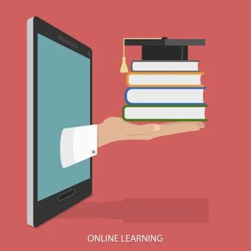 Online Education Flat Isometric Vector Concept. 스톡 일러스트