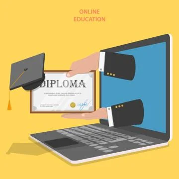 Online education flat vector concept. Stock Illustration