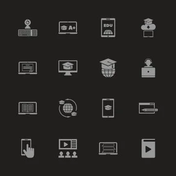 Online Education - Flat Vector Icons Stock Illustration