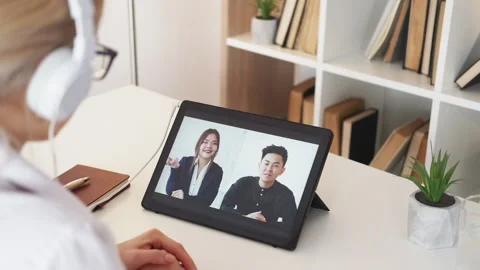 Online education foreign courses remote meeting Stock Footage 231409847