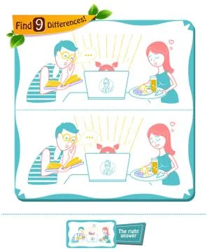 Online education game 9 differences Illustrazione stock
