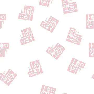 Online education glyph vector seamless pattern black Stock Illustration