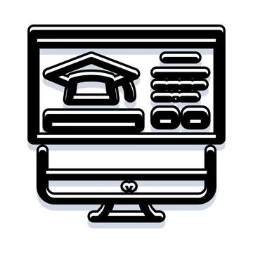 Online education graduating cap on computer screen イラスト素材