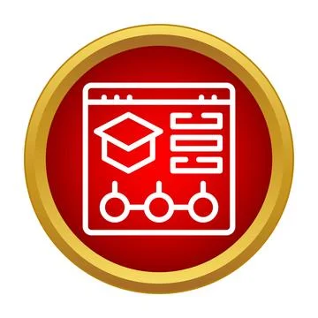 Online education graduating cap web interface symbol Stock Illustration