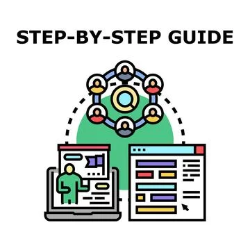 Online education guide showing distant learning process Stock-Illustration