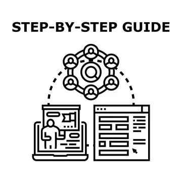Online education guide showing distant learning process Stock Illustration