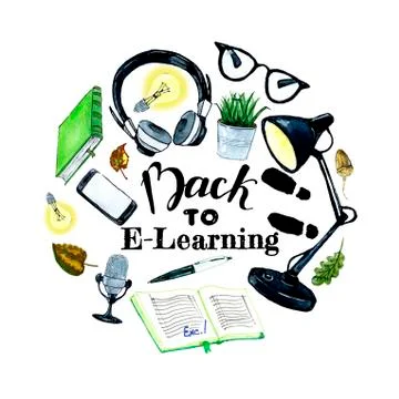 Online education hand drawn composition Stock Illustration